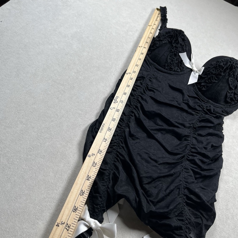 Victoria's Secret Sexy Little Things Women's Black Ruched Lingerie Garter Sz 34D - Picture 8 of 9